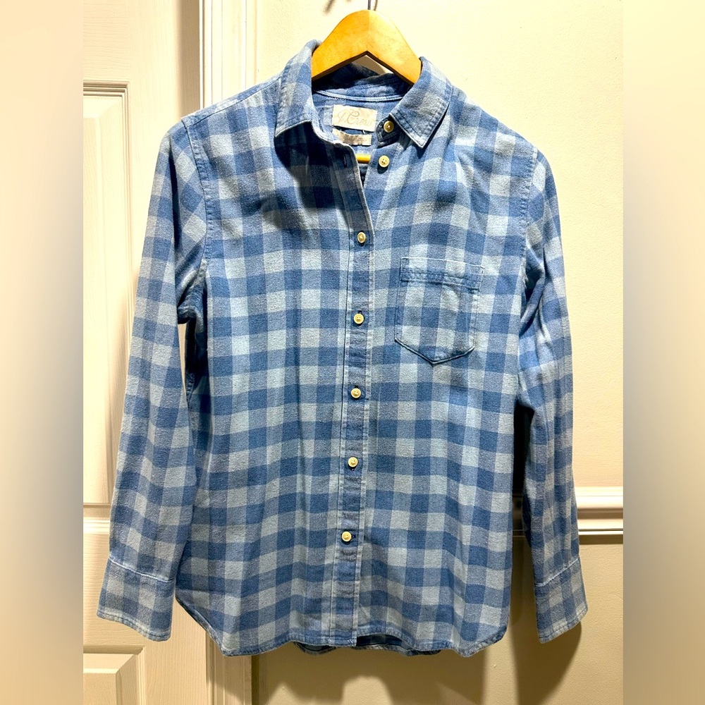 NWT J. Crew Blue Checkerboard Button-Down sz 4